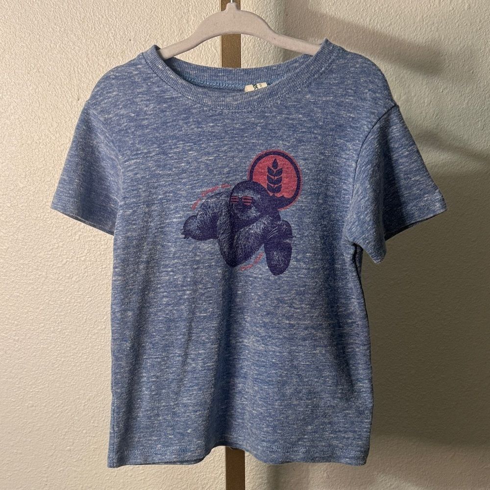 PURE BREWING- Sloth Blue Graphic Kids T-Shirt- 3T